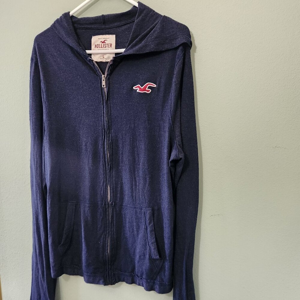 Hollister Sweatshirts Hoodie Navy Made in the USA, Size L - Picture 8 of 8